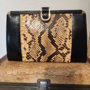 VINTAGE 1960's Real Python Clutch w/chain strap Made in England Super Clean